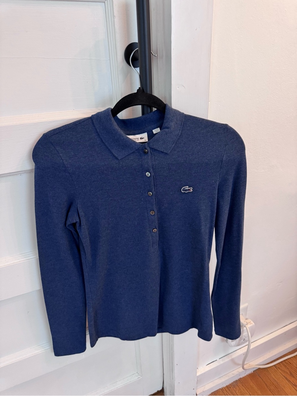 Lacoste Women's Navy Long-Sleeve Polo Sweater